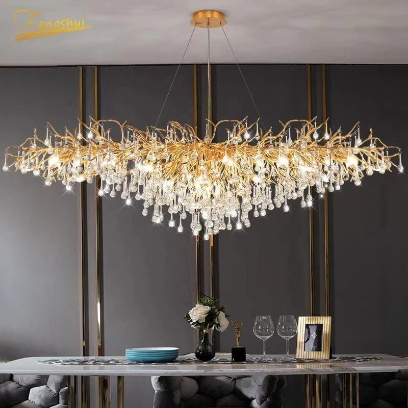 Nordic Luxury Crystal LED Chandelier Lighting Retro LOFT Villa Large Lustre Pendant Lamps for Living Room Hotel Decor Lighting